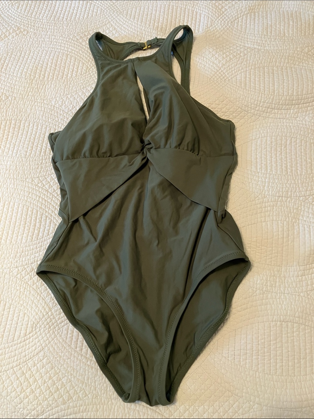 Helen Jon size medium Olive Green Twist-Front One-Piece Swimsuit